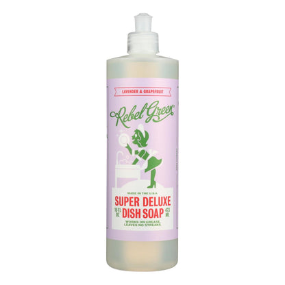 Rebel Green Dish Soap - Lavender And Grapefruit - Deluxe - Case Of 4 - 16 Fl Oz image 1