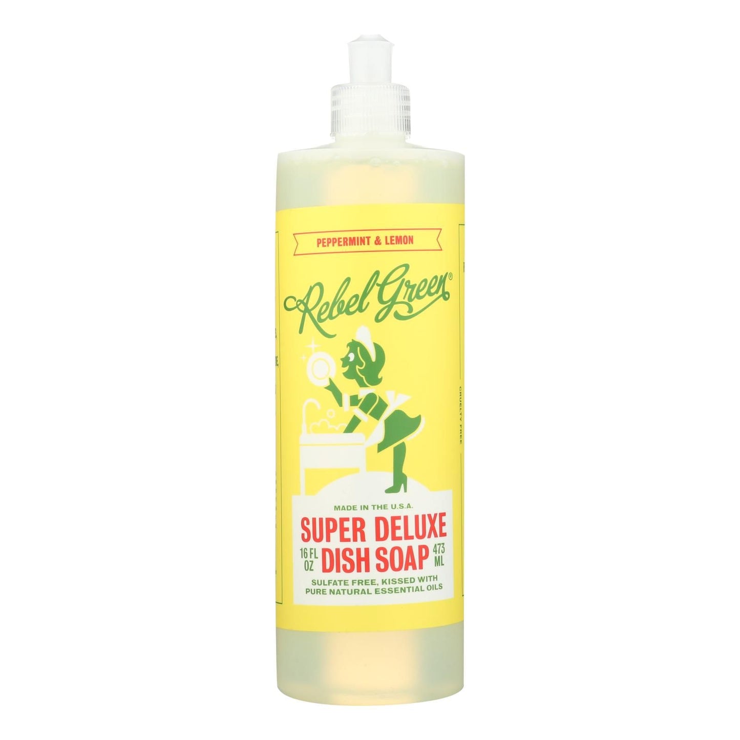 Rebel Green Dish Soap - Peppermint And Lemon - Deluxe - Case Of 4 - 16 Fl Oz image 1