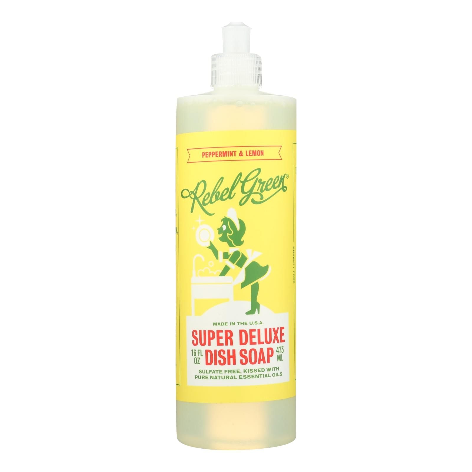 Rebel Green Dish Soap - Peppermint And Lemon - Deluxe - Case Of 4 - 16 Fl Oz image 1