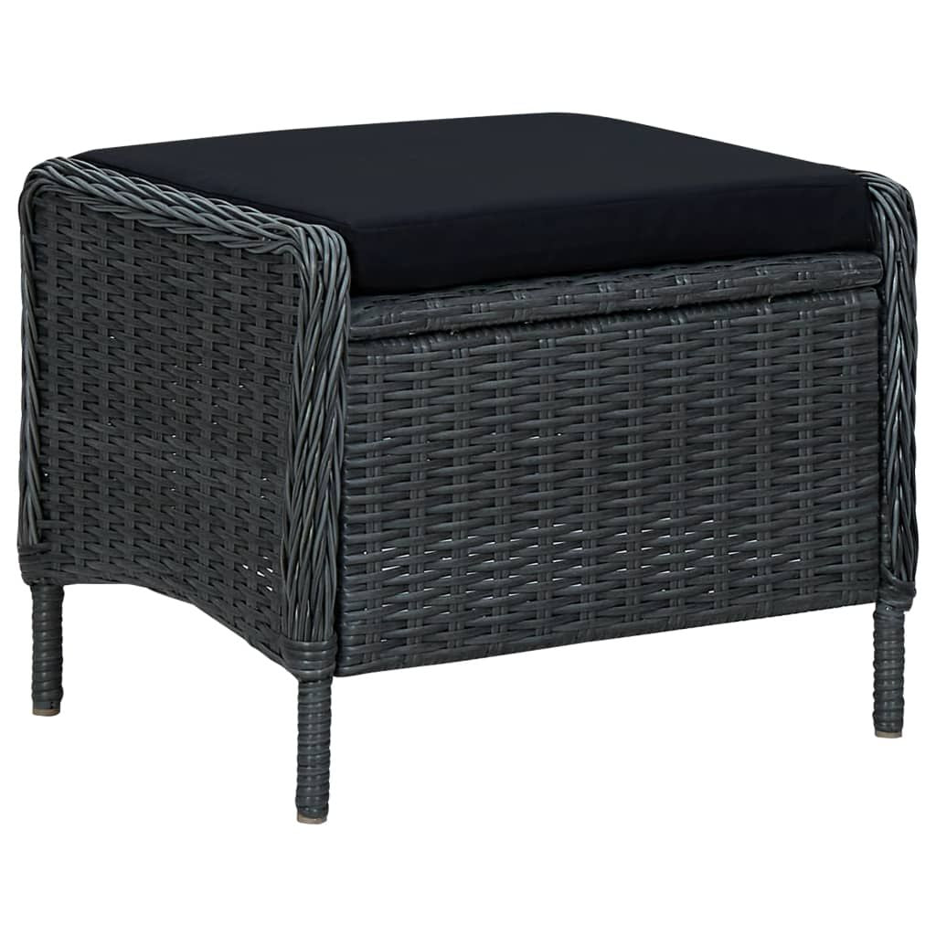Reclining Patio Chair with Footstool Poly Rattan Dark Gray image 6