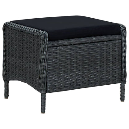Reclining Patio Chair with Footstool Poly Rattan Dark Gray image 6
