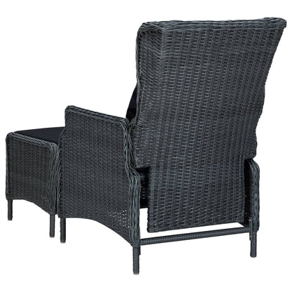 Reclining Patio Chair with Footstool Poly Rattan Dark Gray image 5