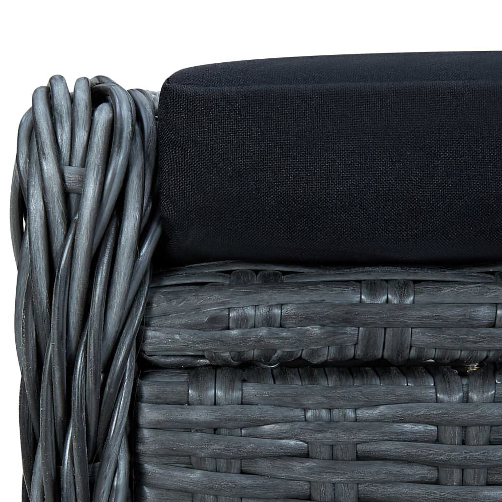 Reclining Patio Chair with Footstool Poly Rattan Dark Gray image 10