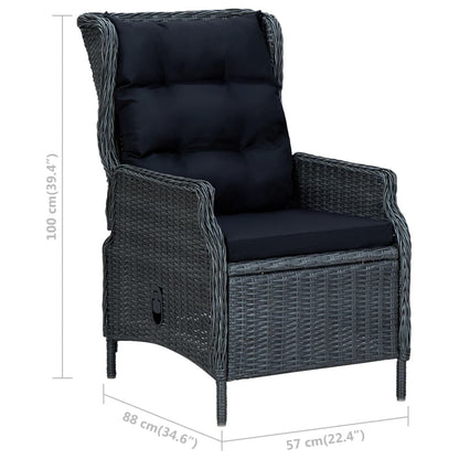 Reclining Patio Chair with Footstool Poly Rattan Dark Gray image 11
