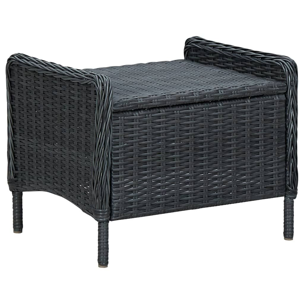Reclining Patio Chair with Footstool Poly Rattan Dark Gray image 7