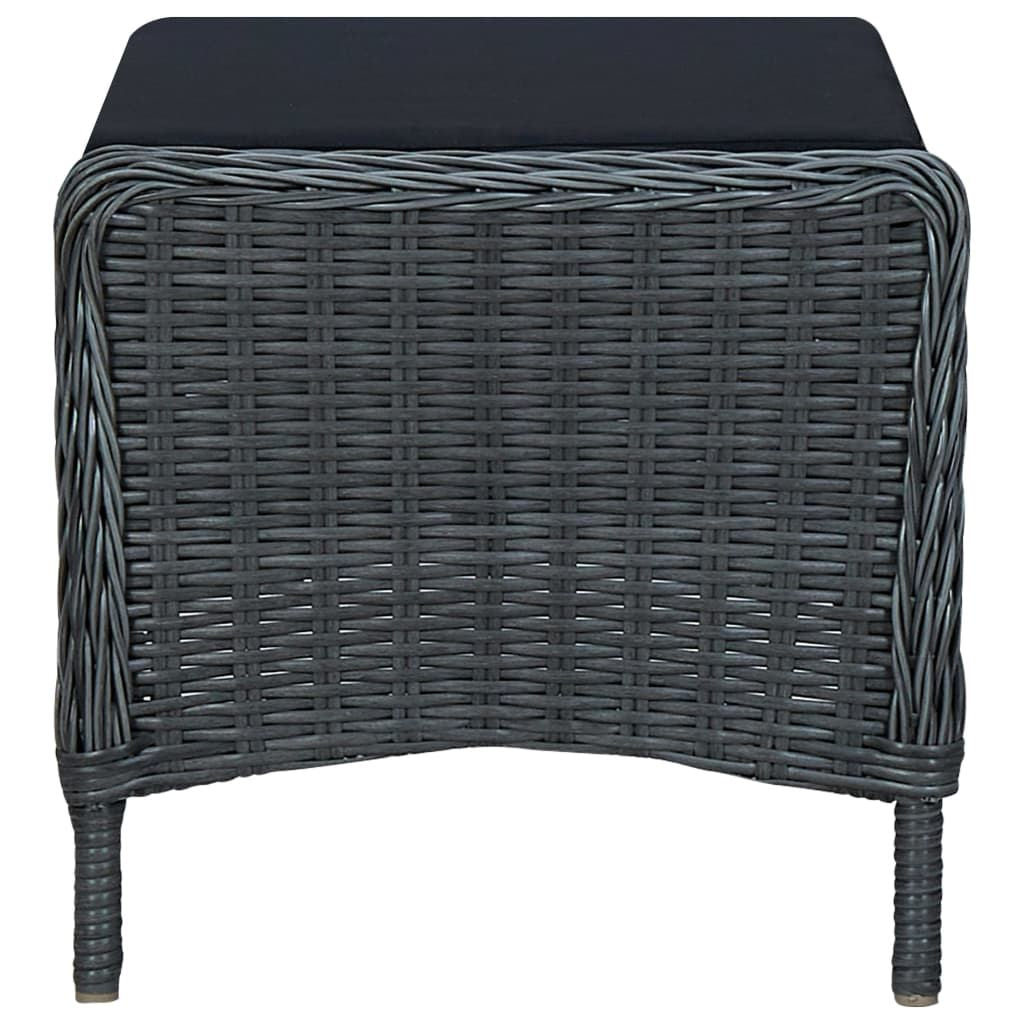 Reclining Patio Chair with Footstool Poly Rattan Dark Gray image 9
