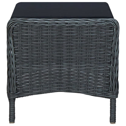 Reclining Patio Chair with Footstool Poly Rattan Dark Gray image 9
