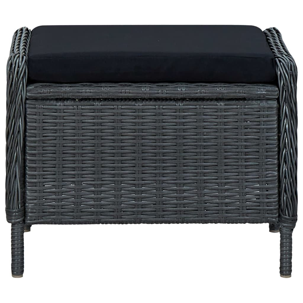 Reclining Patio Chair with Footstool Poly Rattan Dark Gray image 8