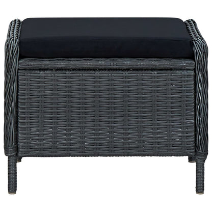 Reclining Patio Chair with Footstool Poly Rattan Dark Gray image 8
