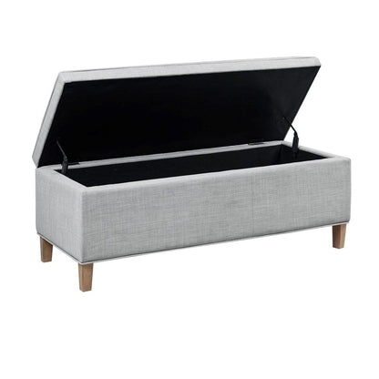 Rectangular Soft Close Storage Bench - detail of solid wood leg with reclaimed grey finish