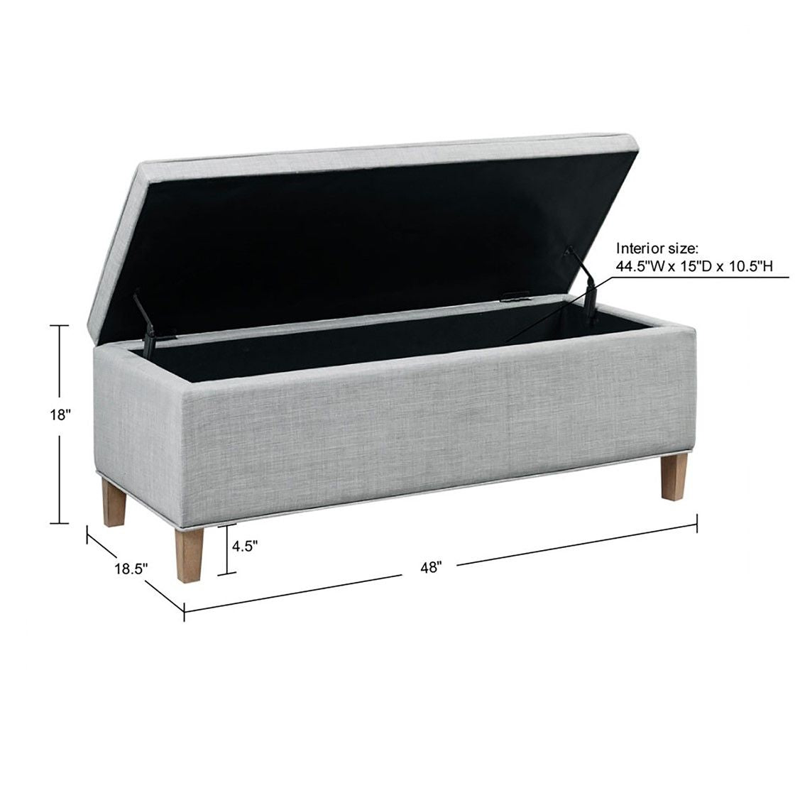 Rectangular Soft Close Storage Bench - top view with lid closed
