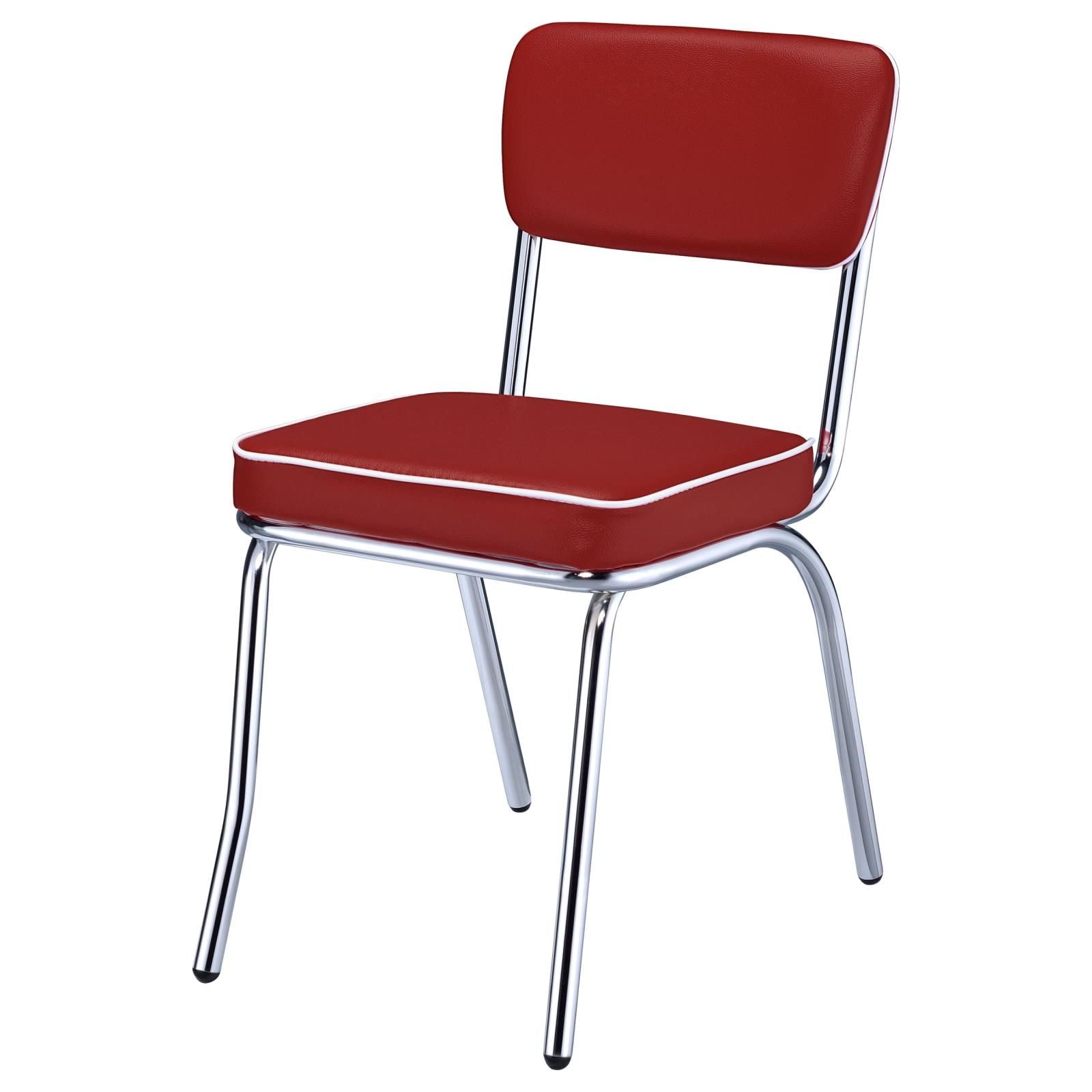 Red and Chrome Upholstered Side Chairs (Set of 2) image 5
