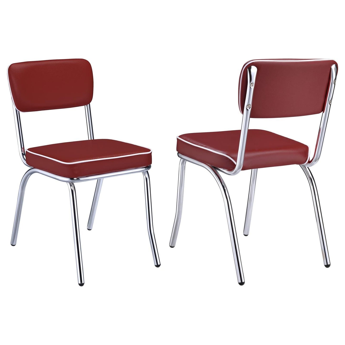 Red and Chrome Upholstered Side Chairs (Set of 2) image 2