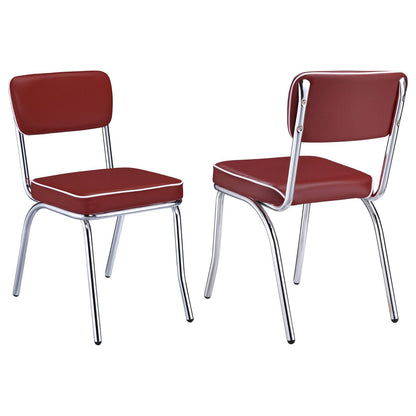 Red and Chrome Upholstered Side Chairs (Set of 2) image 2