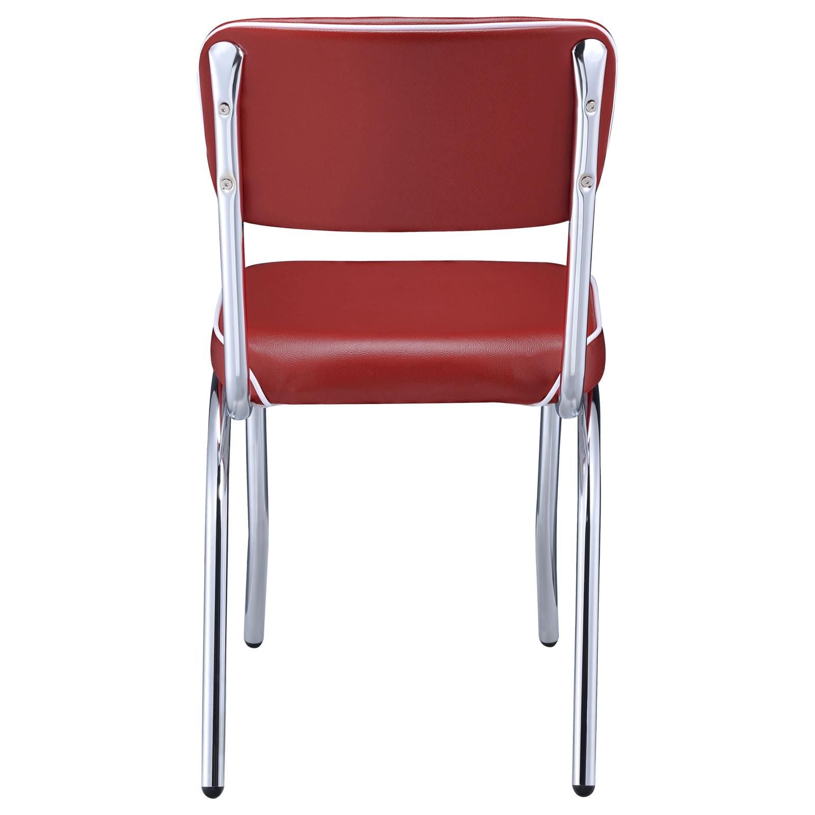 Red and Chrome Upholstered Side Chairs (Set of 2) image 9