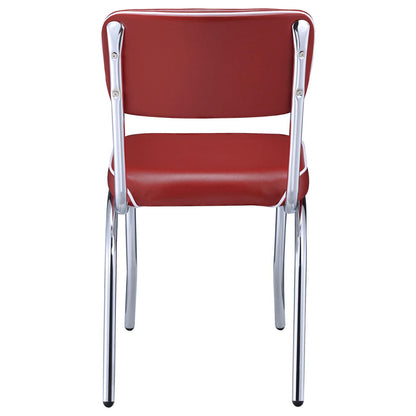 Red and Chrome Upholstered Side Chairs (Set of 2) image 9