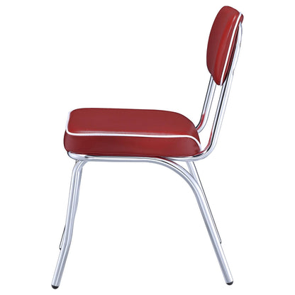 Red and Chrome Upholstered Side Chairs (Set of 2) image 6