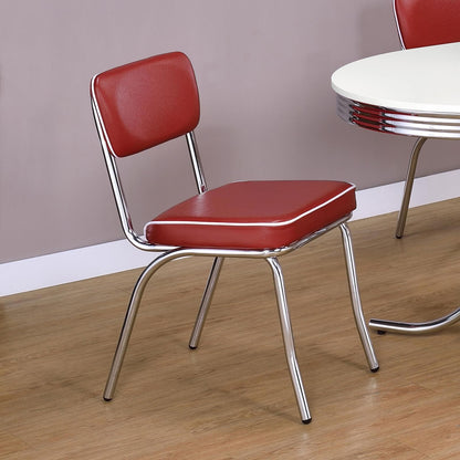 Red and Chrome Upholstered Side Chairs (Set of 2) image 1