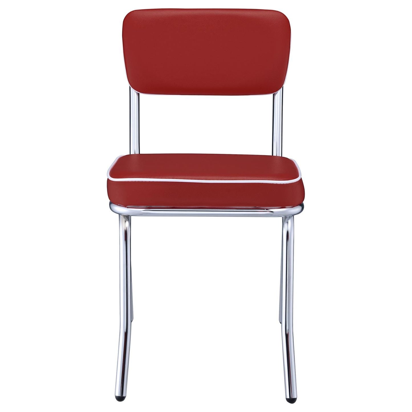 Red and Chrome Upholstered Side Chairs (Set of 2) image 4