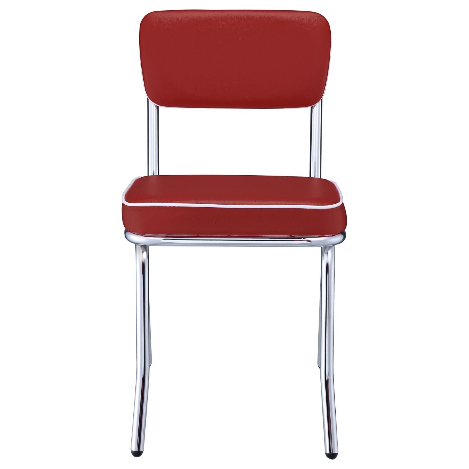 Red and Chrome Upholstered Side Chairs (Set of 2) image 4