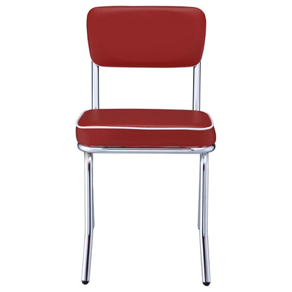 Red and Chrome Upholstered Side Chairs (Set of 2) image 4