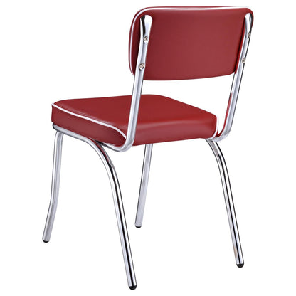 Red and Chrome Upholstered Side Chairs (Set of 2) image 10