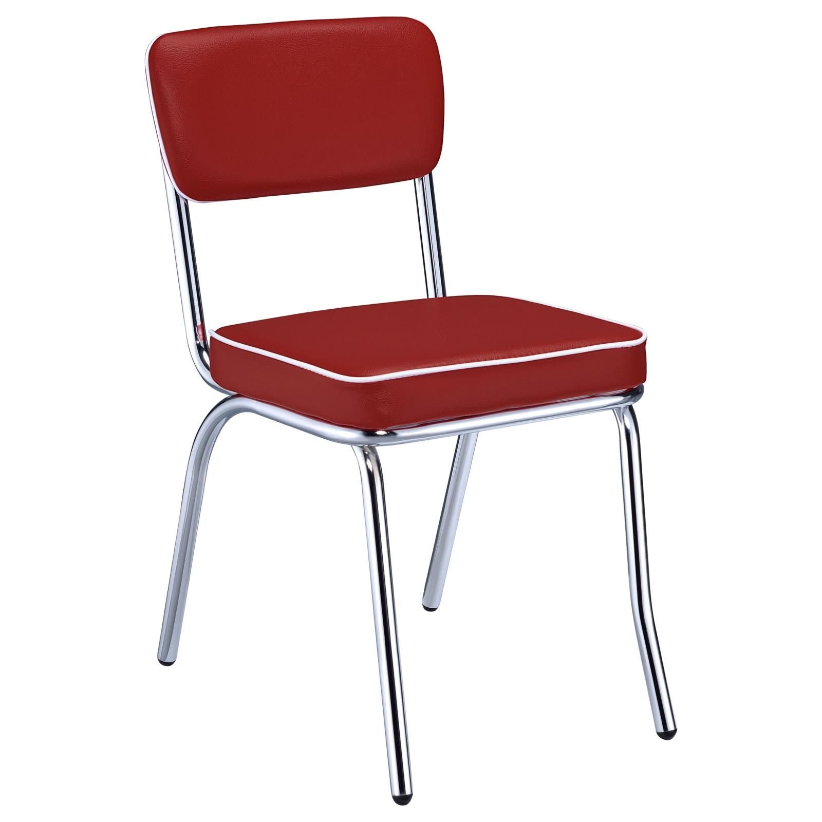 Red and Chrome Upholstered Side Chairs (Set of 2) image 3