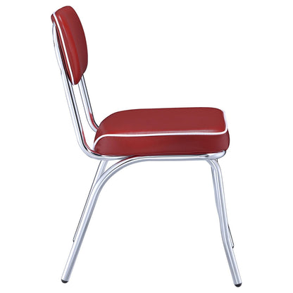 Red and Chrome Upholstered Side Chairs (Set of 2) image 7