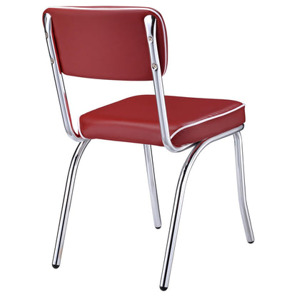 Red and Chrome Upholstered Side Chairs (Set of 2) image 8
