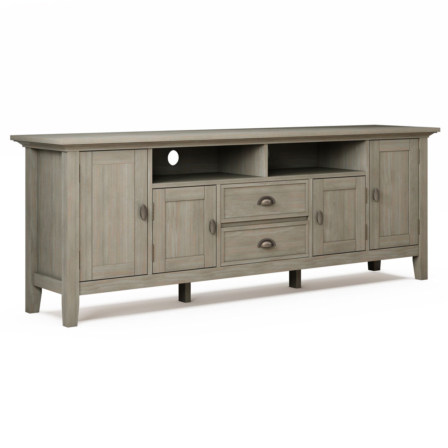 Redmond 72 inch Wide Solid Wood TV Stand in Distressed Grey For TVs up to 80 inches image 1