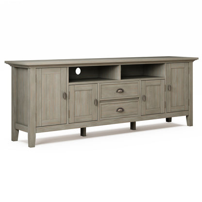 Redmond 72 inch Wide Solid Wood TV Stand in Distressed Grey For TVs up to 80 inches image 1