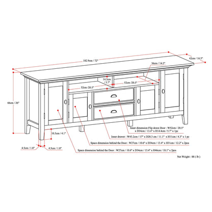 Redmond 72 inch Wide Solid Wood TV Stand in Distressed Grey For TVs up to 80 inches image 6