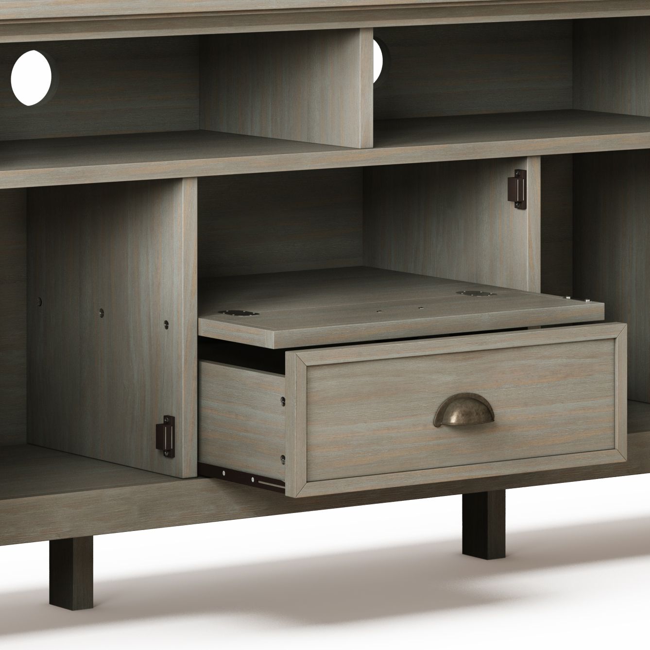 Redmond 72 inch Wide Solid Wood TV Stand in Distressed Grey For TVs up to 80 inches image 2