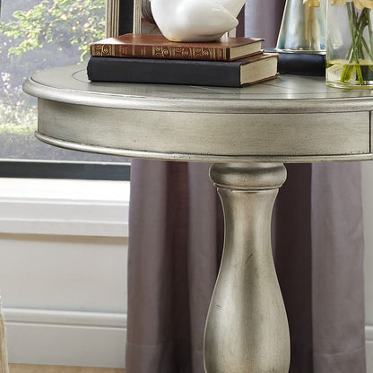 Rene Round Wood Pedestal Side Table, Champagne image 5