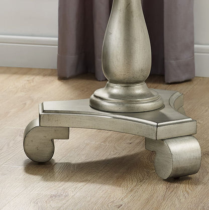 Rene Round Wood Pedestal Side Table, Champagne image 4