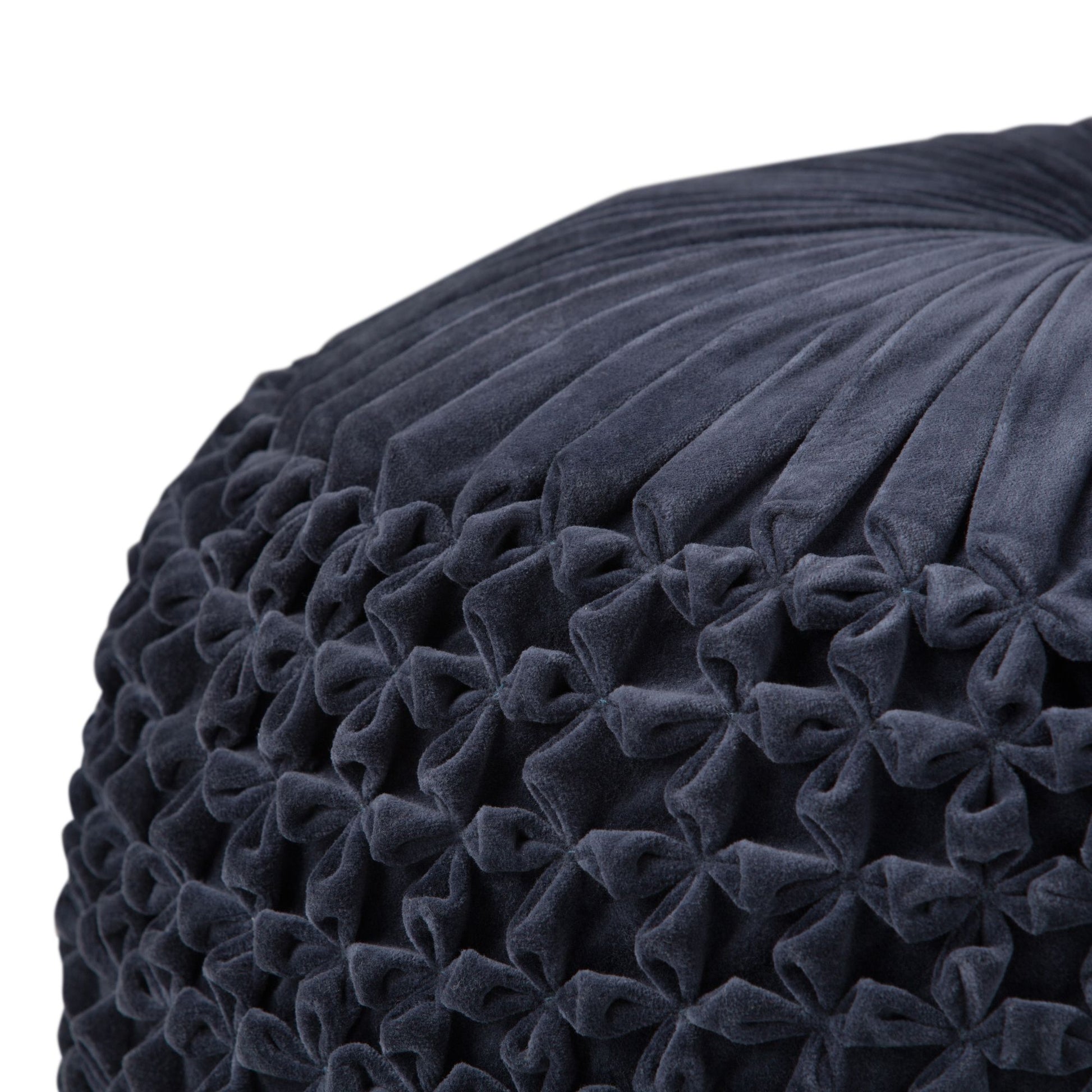 Renee 20 inch Wide Round Pouf in Navy Velvet image 2