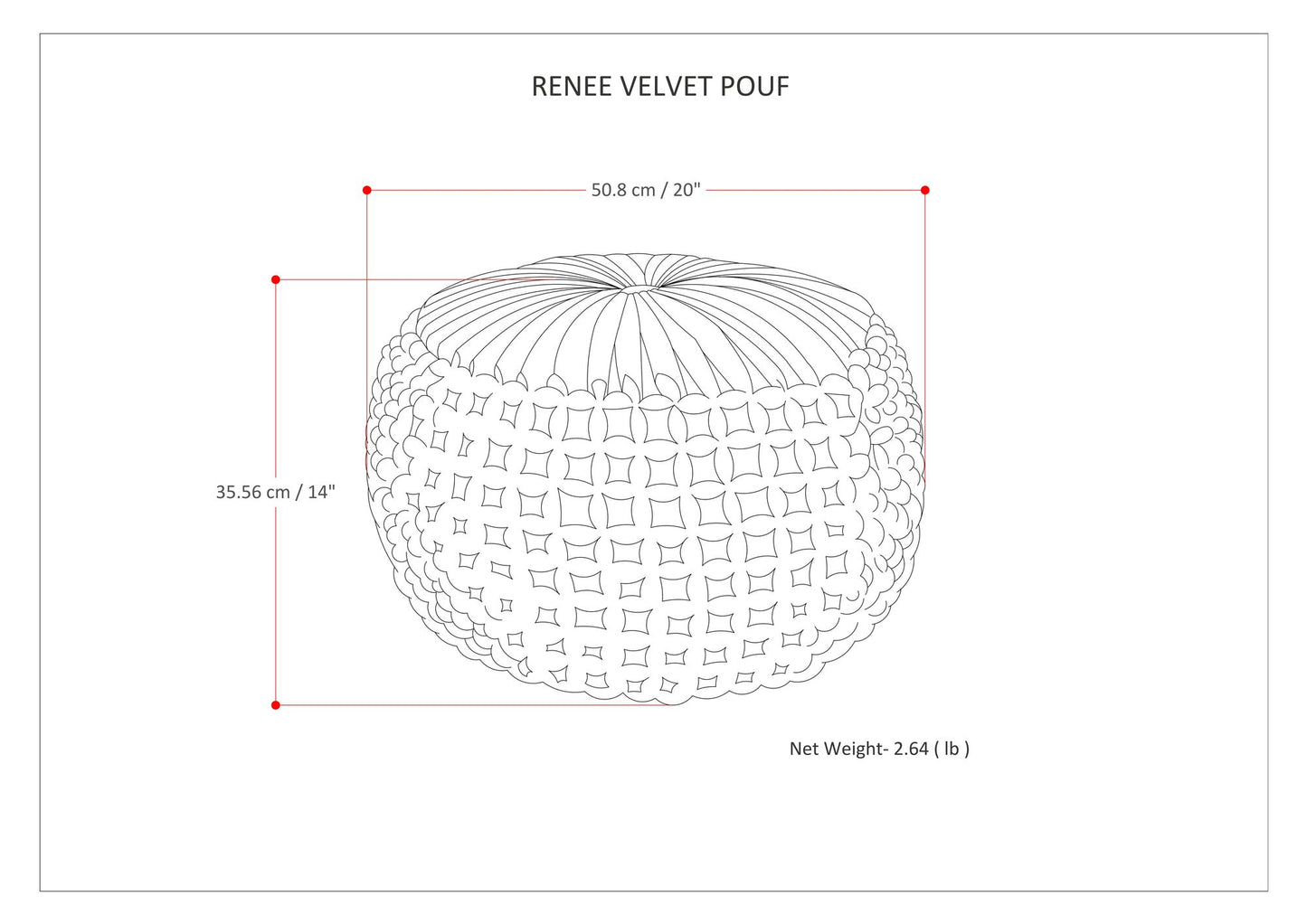 Renee 20 inch Wide Round Pouf in Navy Velvet image 5