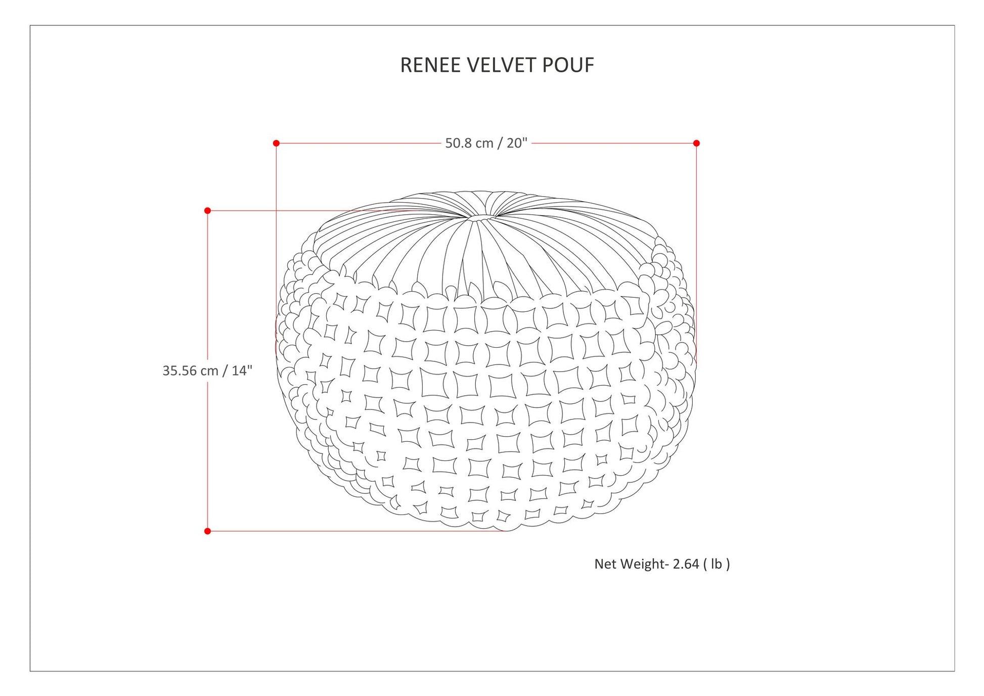 Renee 20 inch Wide Round Pouf in Navy Velvet image 5
