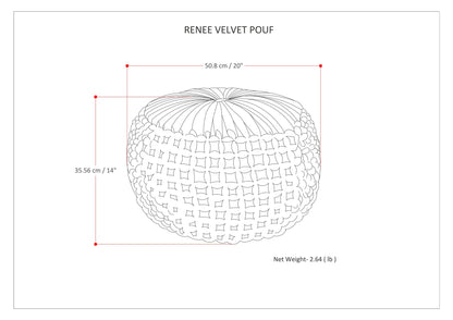 Renee 20 inch Wide Round Pouf in Navy Velvet image 5