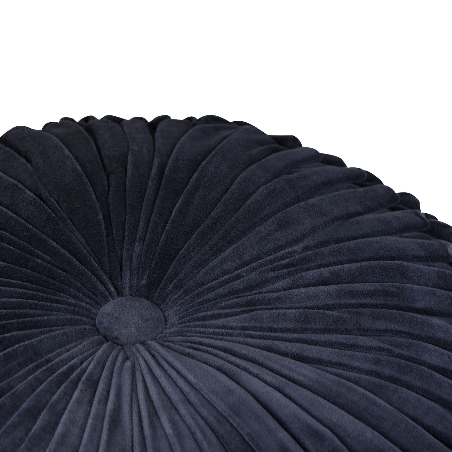 Renee 20 inch Wide Round Pouf in Navy Velvet image 3