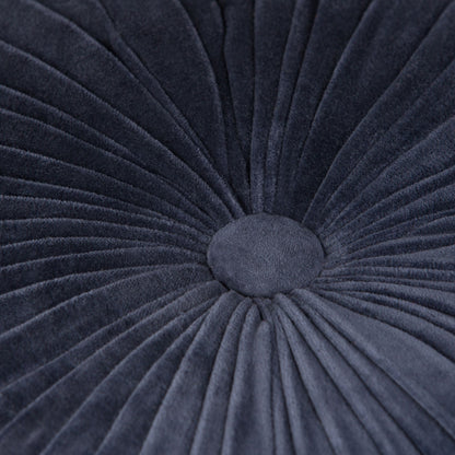 Renee 20 inch Wide Round Pouf in Navy Velvet image 4