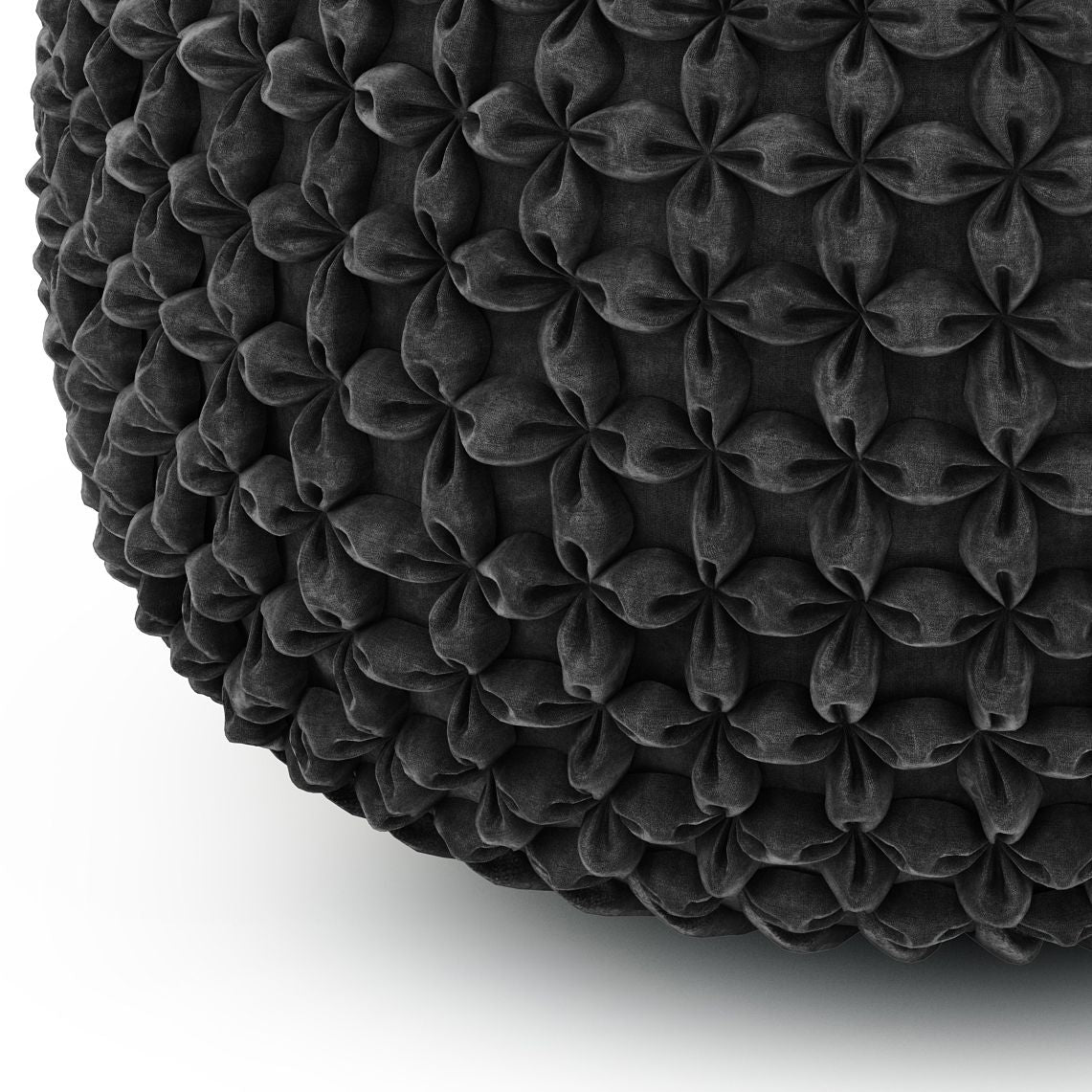 Renee 20 inch Wide Round Pouf in Slate Grey Velvet image 3