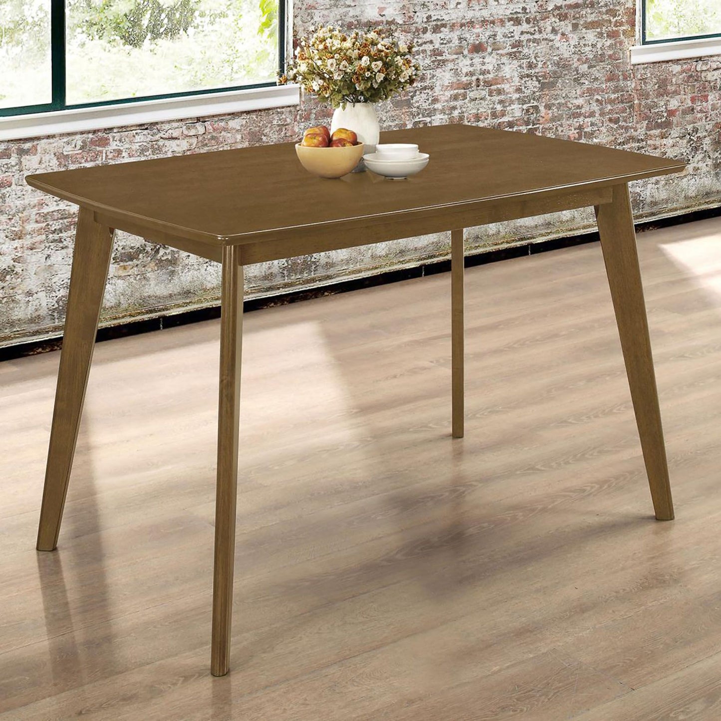 Retro Chestnut Dining Table with Angled Legs image 1