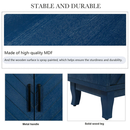 Retroy Vintage 4-Door Credenza Cabinet - 60" Navy Blue Storage Buffet - Assembly Parts