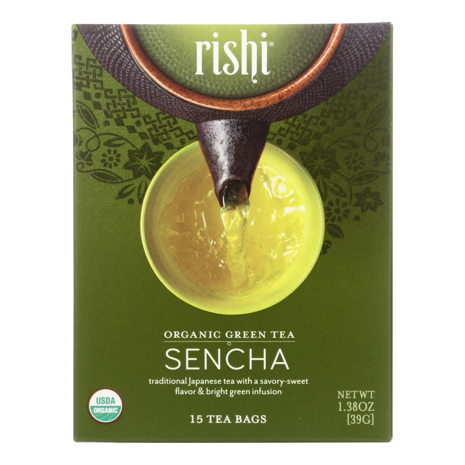 Rishi Organic Green Tea - Sencha - Case Of 6 - 15 Bags image 1