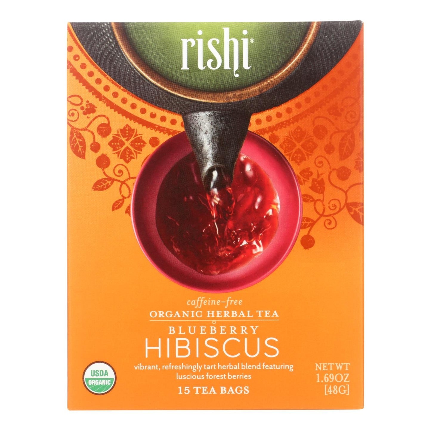 Rishi Organic Tea - Blueberry Hibiscus - Case Of 6 - 15 Bags image 1