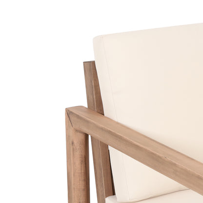 Outdoor Acacia Wood Patio Club Chair, Wood Patio Furniture,Waterproof Thick Cushion Deep Seating for Porch, Garden, Backyard, Balcony, Brown Wash and Beige Cushion image 10