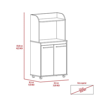 Rockford Kitchen Cart, Open Shelf, Double Door Cabinet, Two Interior Shelves image 5