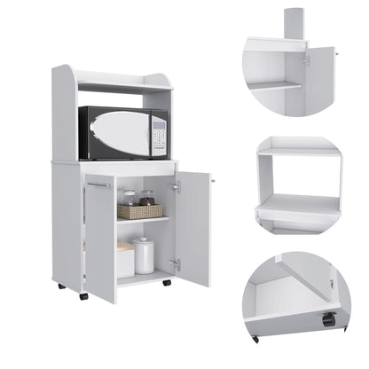 Rockford Kitchen Cart, Open Shelf, Double Door Cabinet, Two Interior Shelves image 9