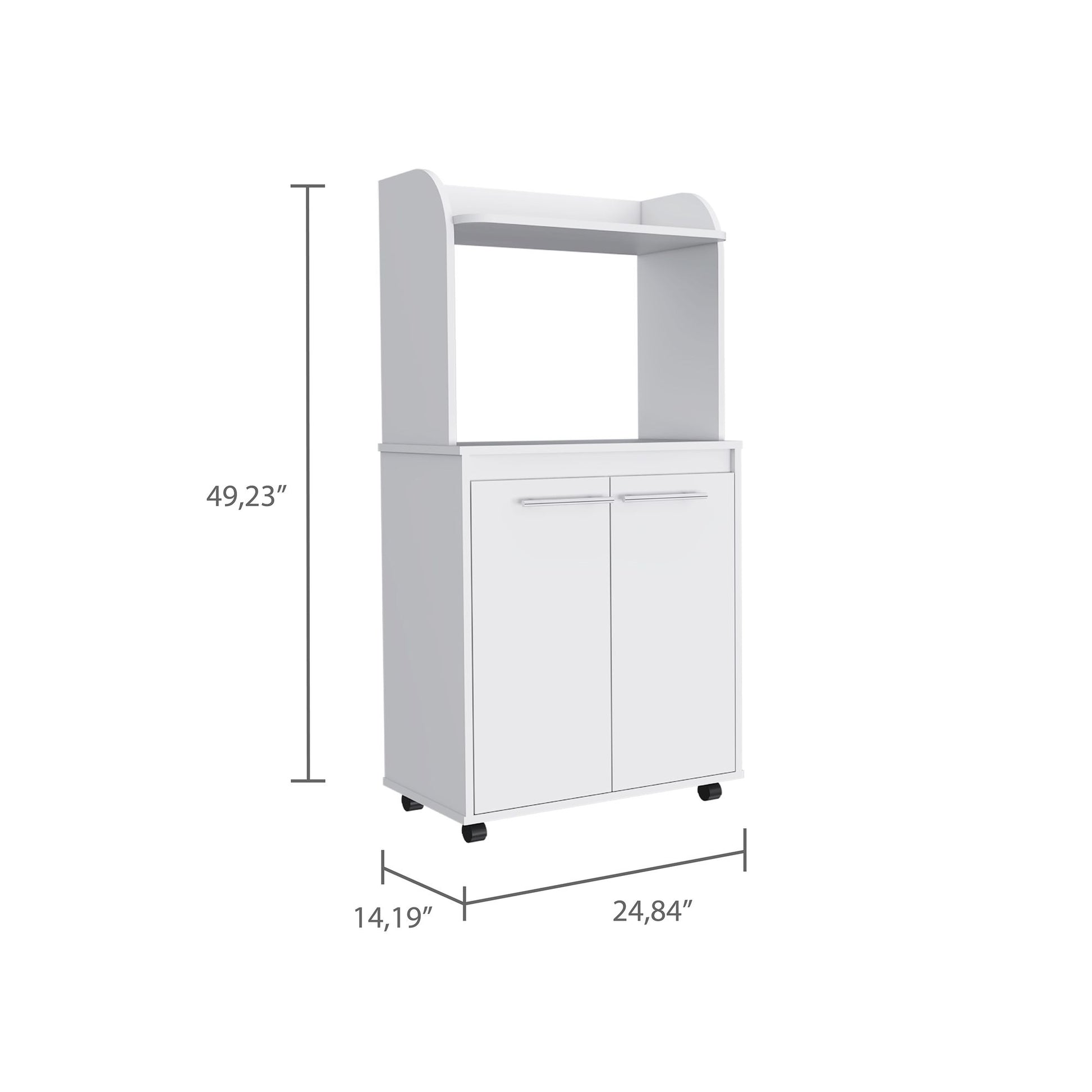 Rockford Kitchen Cart, Open Shelf, Double Door Cabinet, Two Interior Shelves image 1